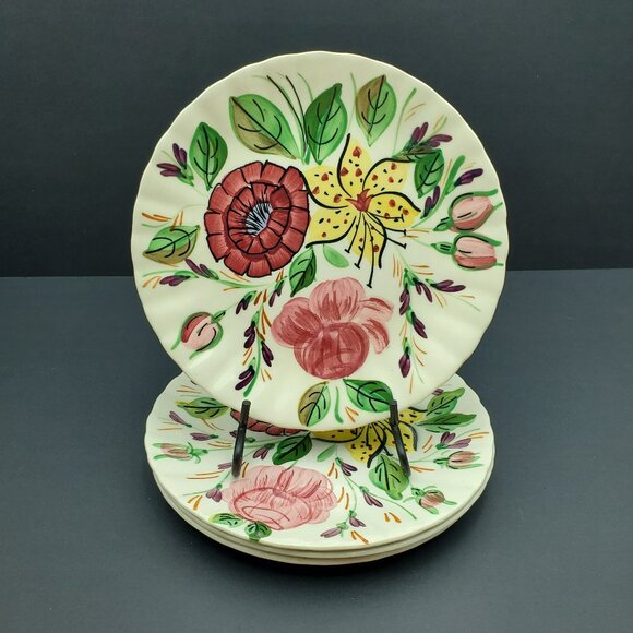Blue Ridge Southern Potteries Tiger Lily Salad Plates Vintage Hand Painted Plate - Picture 1 of 12